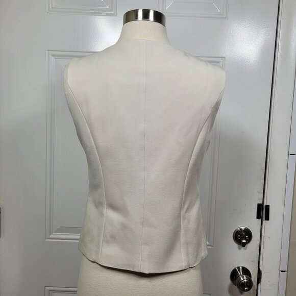 NWT Women's Button Front Waistcoat V-Neck Dressy Vest Sleeveless Cream Size XS - Picture 5 of 6